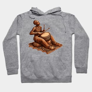 Afrocentric Man Wooden Carving Drums Hoodie